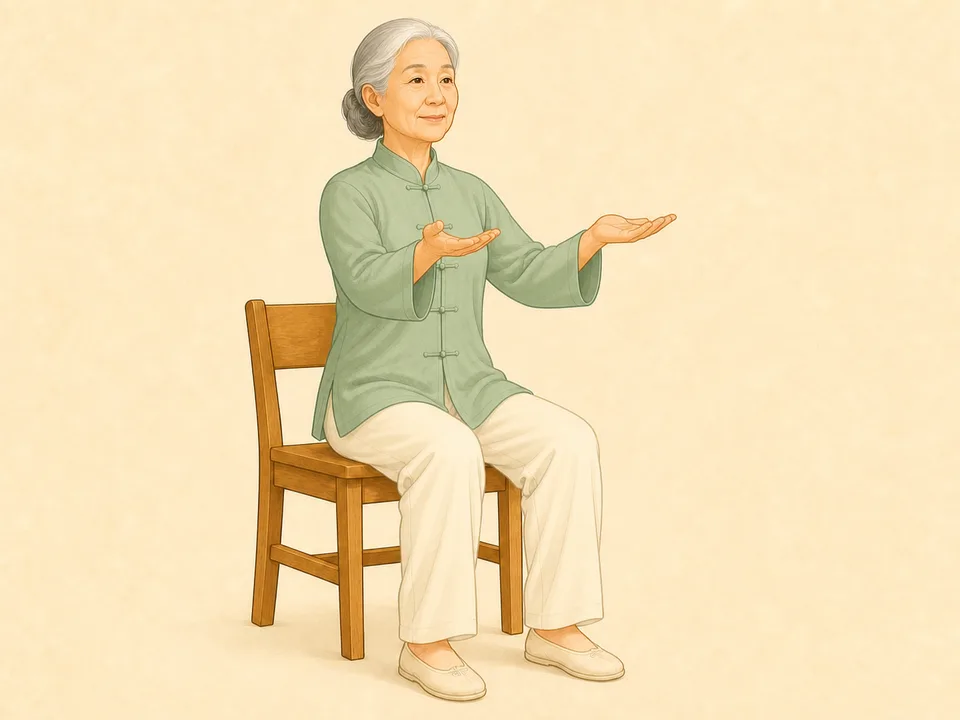 Raise the Sky seated tai chi move for seniors