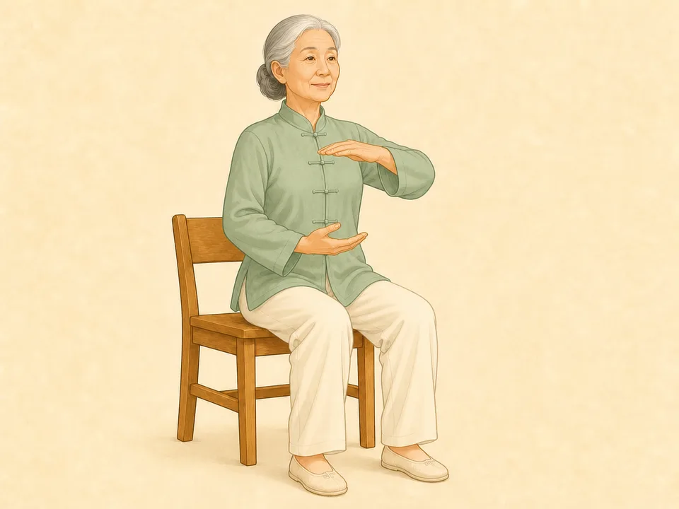 Hold the Ball seated tai chi move for seniors