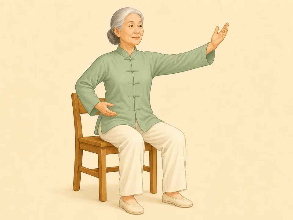 Part the Wild Horse's Mane seated tai chi move for seniors