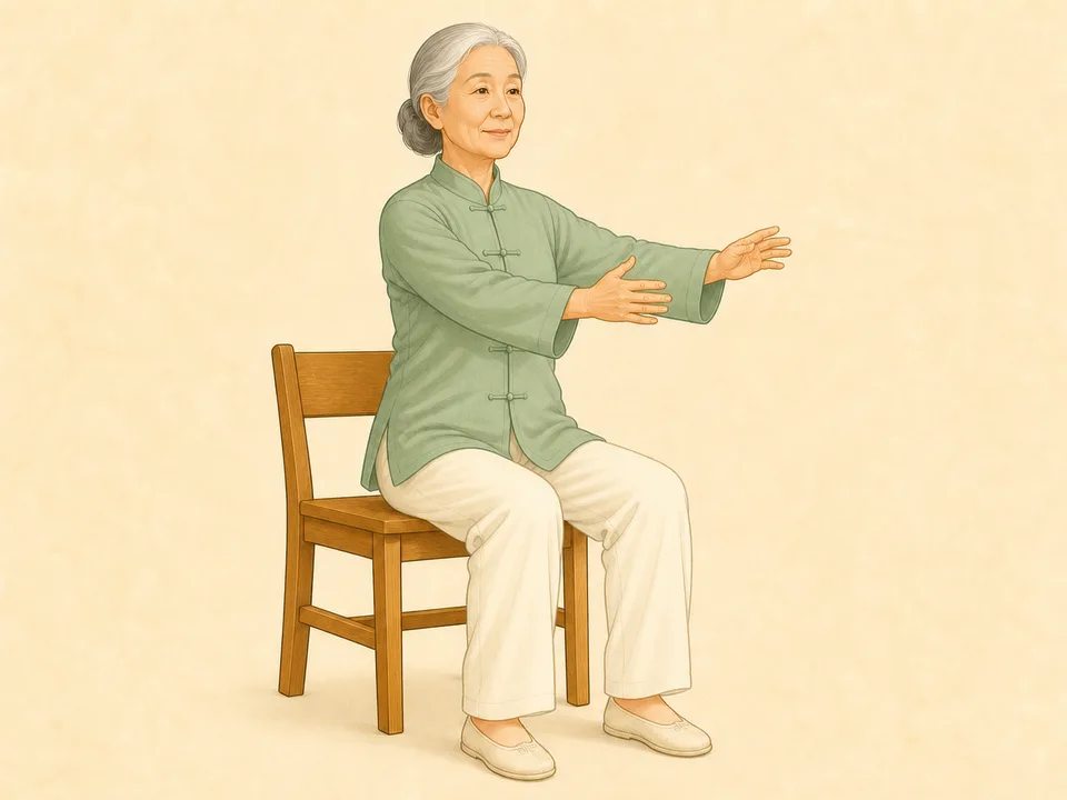 Wave Hands Like Clouds seated tai chi move for seniors